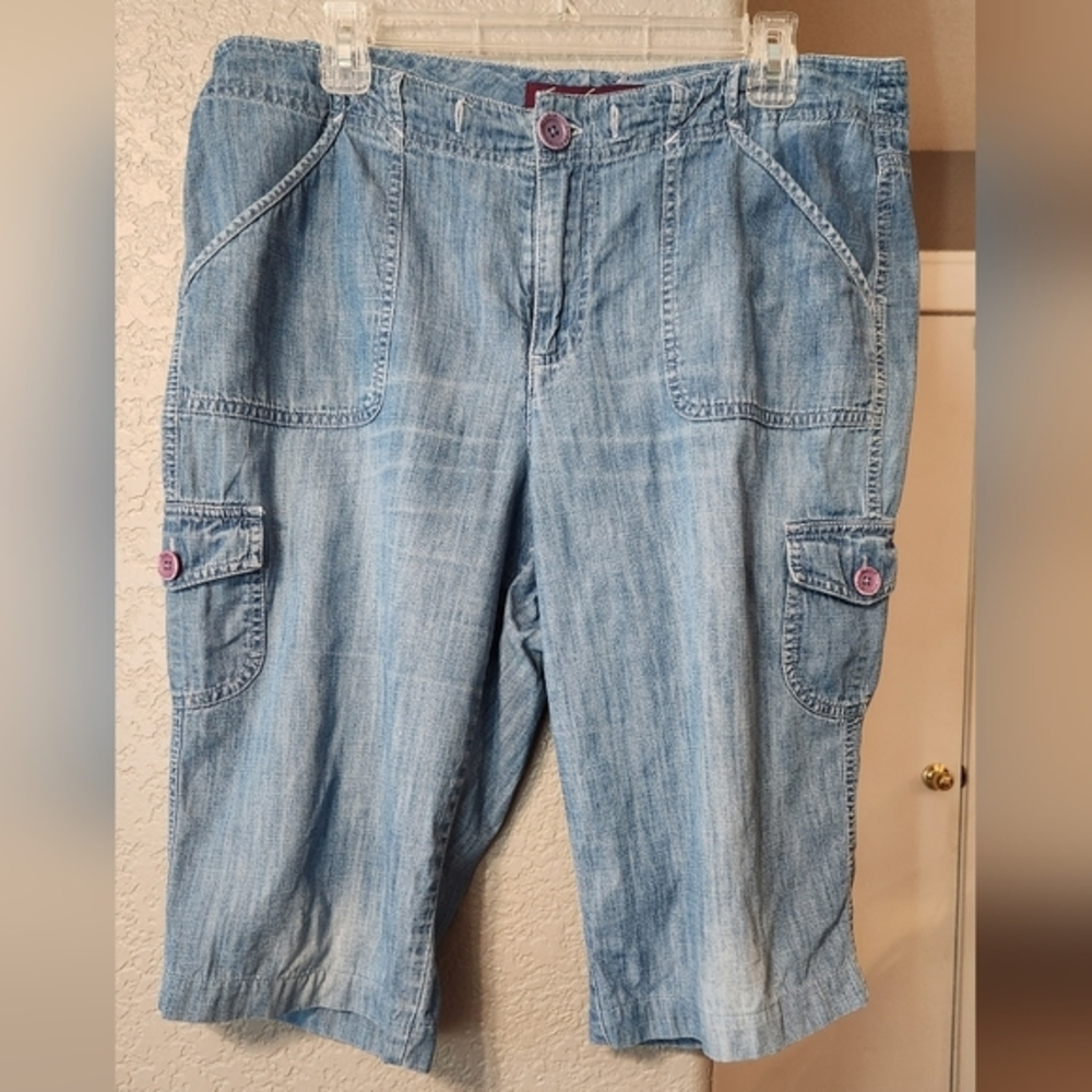 Gloria Vanderbilt Denim Cargo Shorts, Size‎ 12